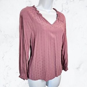 New Old Navy Mauve Dusty Pink Lightweight Long Sleeve Blouse